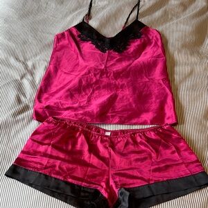 Flora by Flora Nikrooz Red and Black Sleep Set Womens M